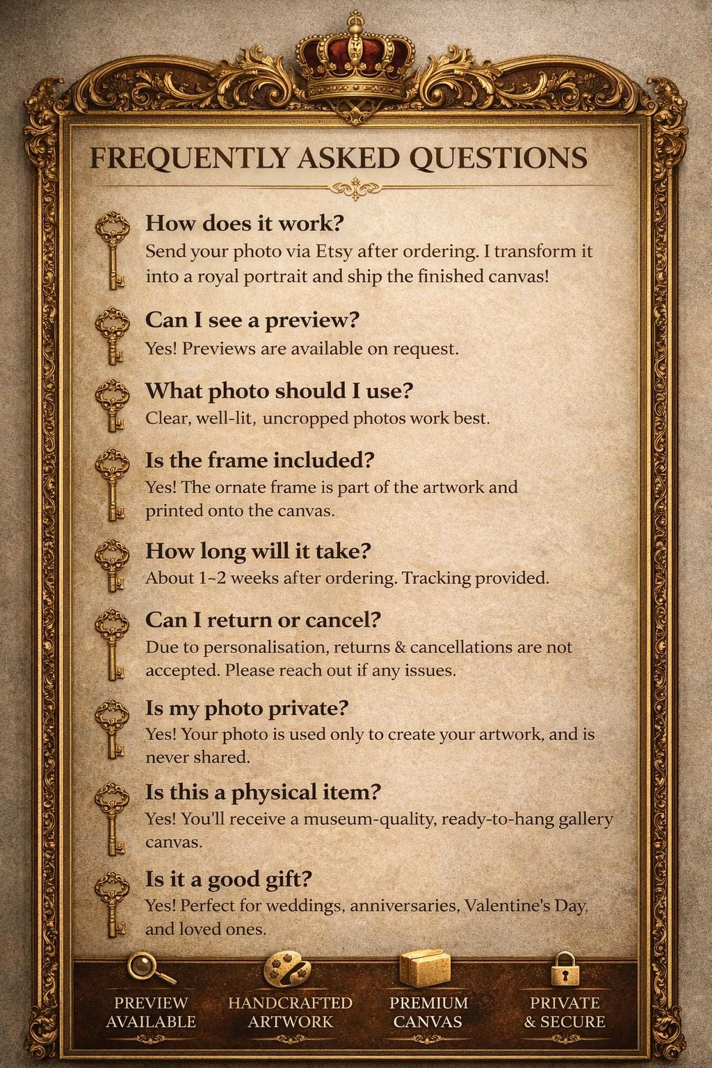 Custom Gothic Portrait Canvas | Dark Fantasy Royal Artwork