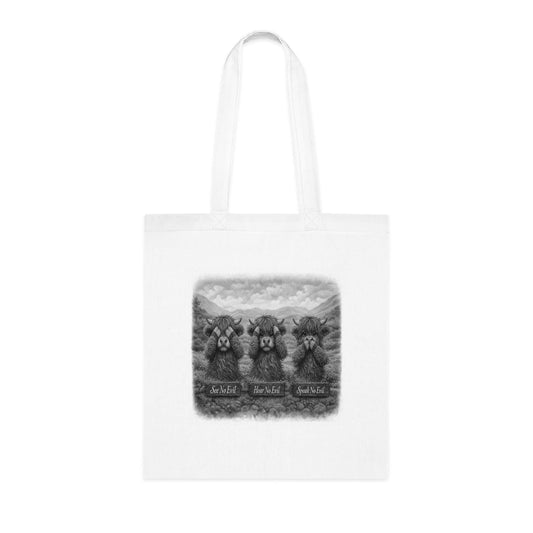 Highland Cow Boutique Canvas Tote Bag | See No Evil Farmhouse Gift
