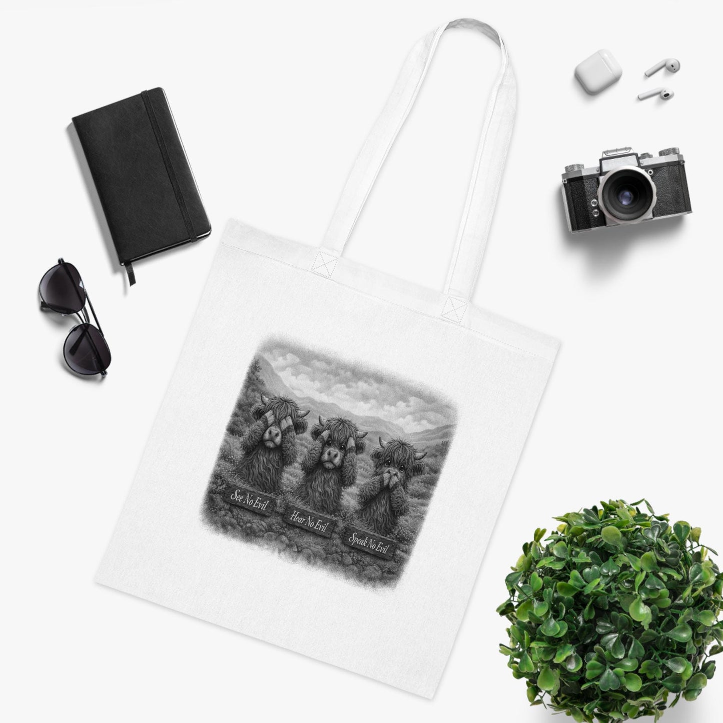 Highland Cow Boutique Canvas Tote Bag | See No Evil Farmhouse Gift