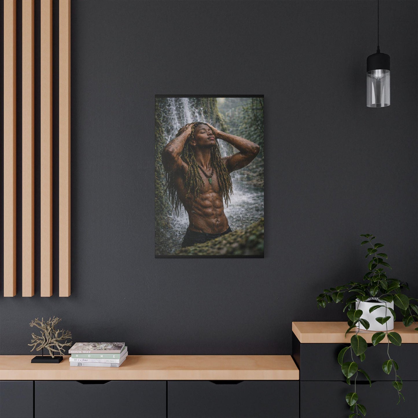 King Caelus | Afrocentric Masculine Wall Art | Spiritual Black Man Waterfall | Digital Download Printable