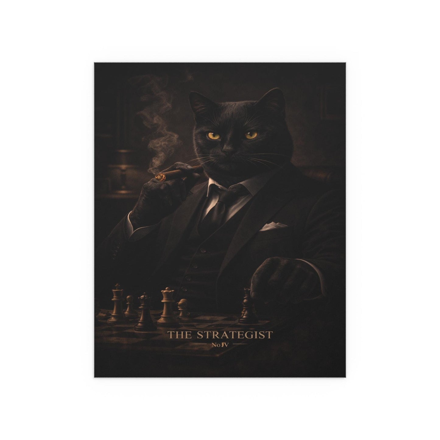 Noir Chess Cat Art Print | The Obsidian Society