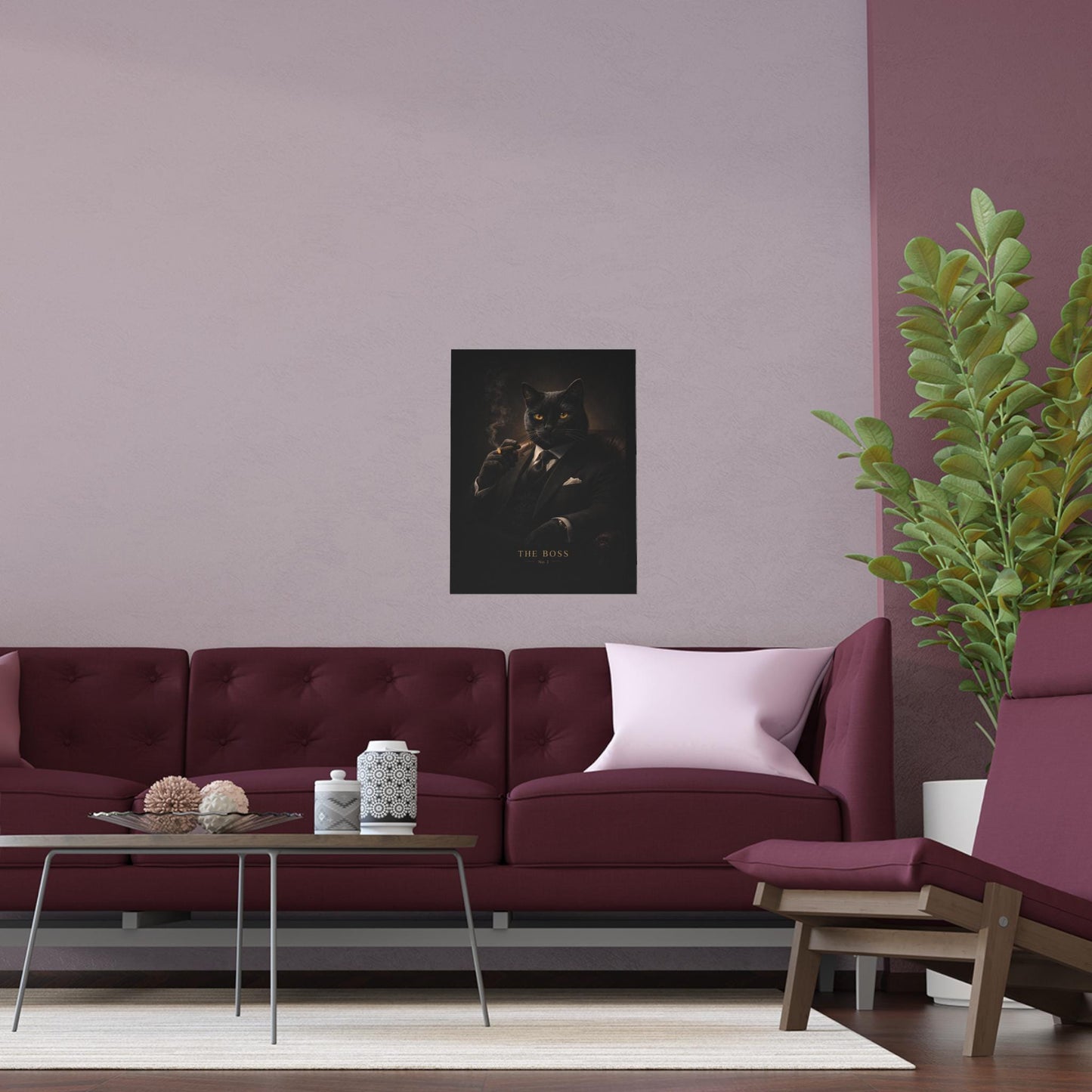 Noir Mafia Cat Art Print | Dark Humour Office Decor