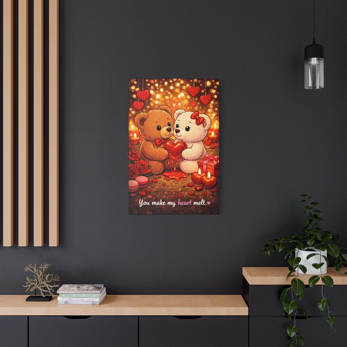 Teddy Bear Valentine Canvas Print | Romantic Couple Wall Art