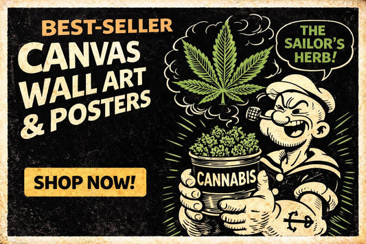 Vintage Sailor Cannabis Wall Art | Retro Comic Style Canvas & Poster | 1920s Public Domain Illustration | Bold Street Art Decor