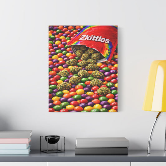 Zkittles Cannabis Wall Art Canvas | Candy Strain Artwork | Colorful Weed Decor | Pop Art Stoner Canvas | Modern Cannabis Print