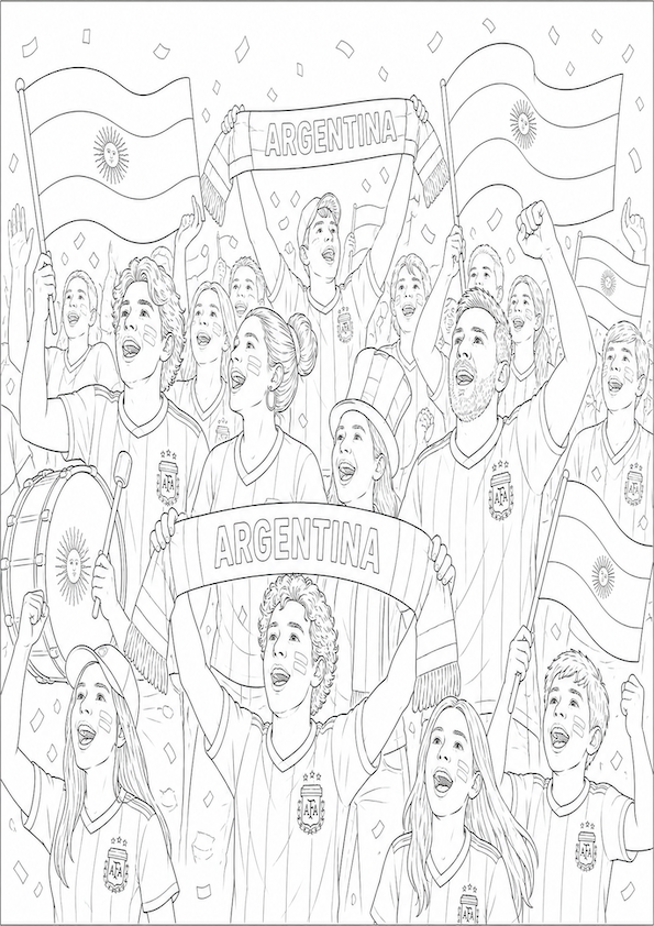 Argentina Football World Cup Colouring Book | Kids & Adults Soccer Activity Pages