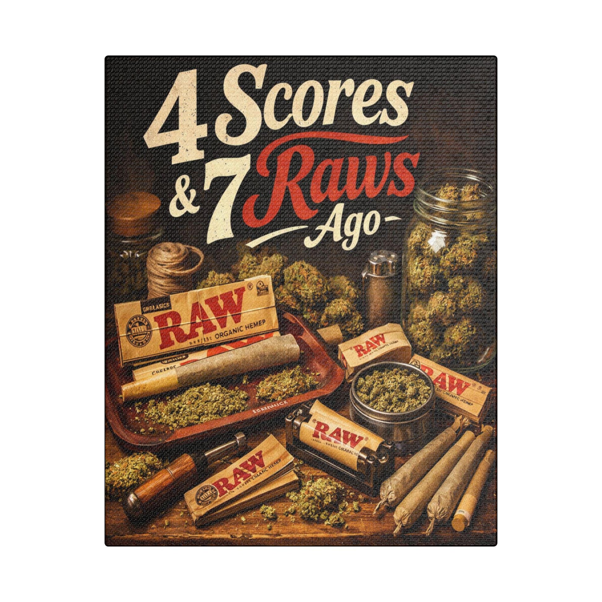 4 Scores and 7 Raws Ago | Cannabis Canvas Wall Art | Man Cave and Bedroom Decor