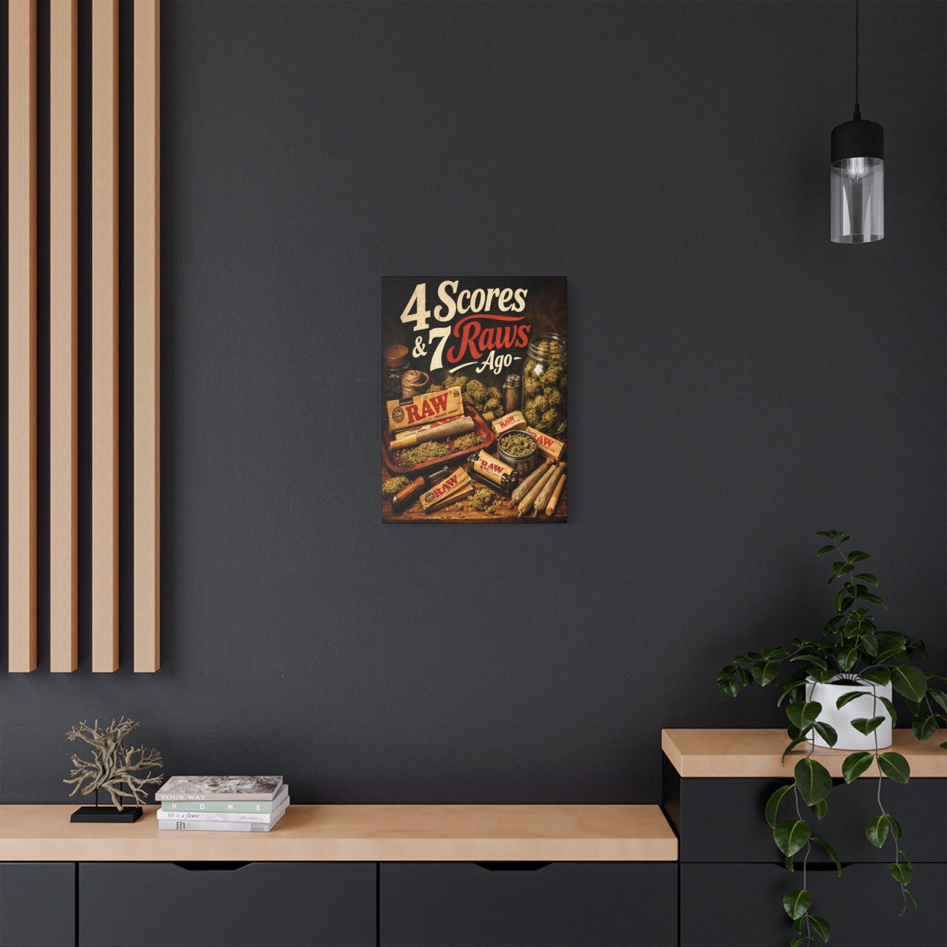 4 Scores and 7 Raws Ago | Cannabis Canvas Wall Art | Man Cave and Bedroom Decor