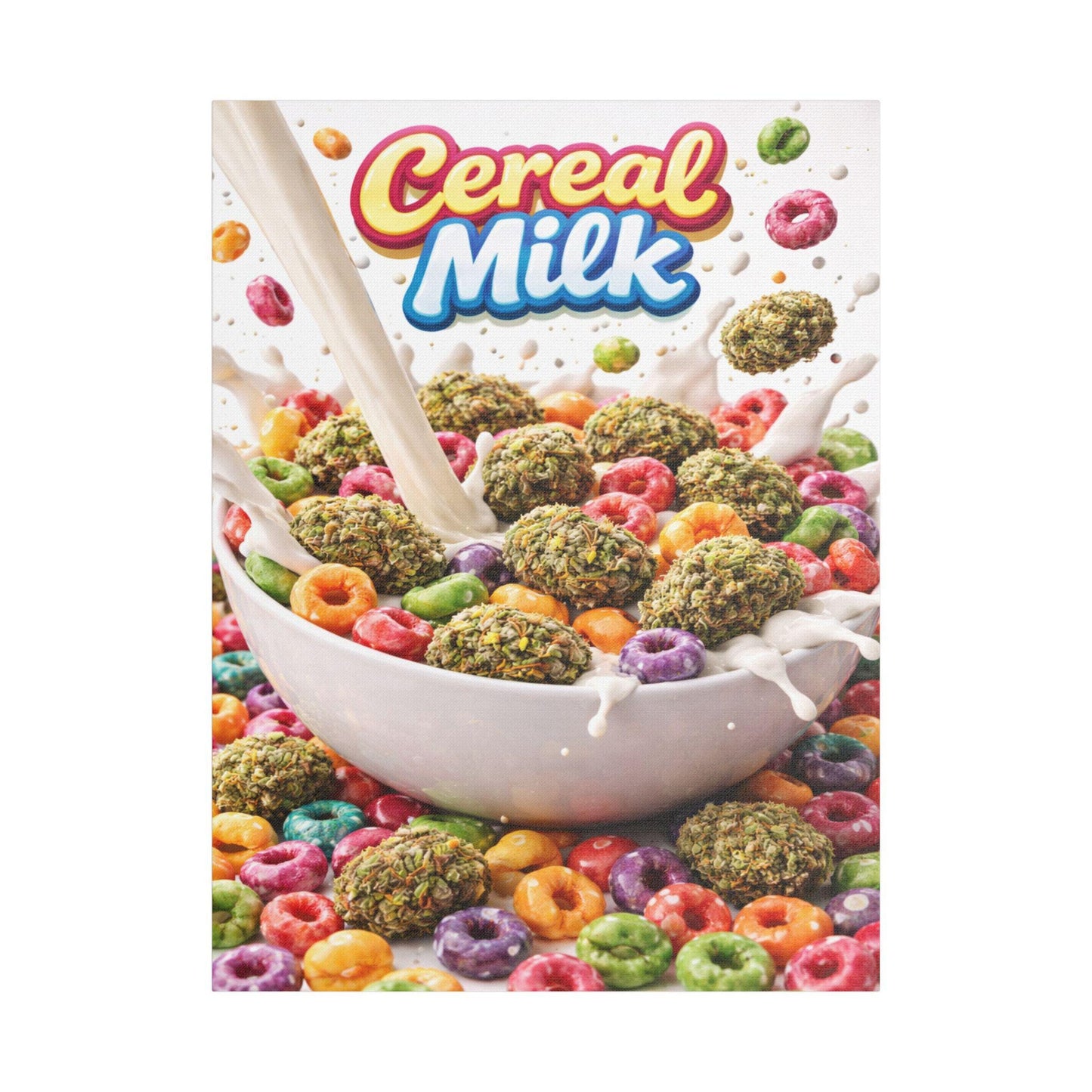 Cereal Milk Cannabis Wall Art Canvas | Candy Strain Artwork | Colourful Weed Decor | Pop Art Stoner Canvas | Modern Cannabis Print
