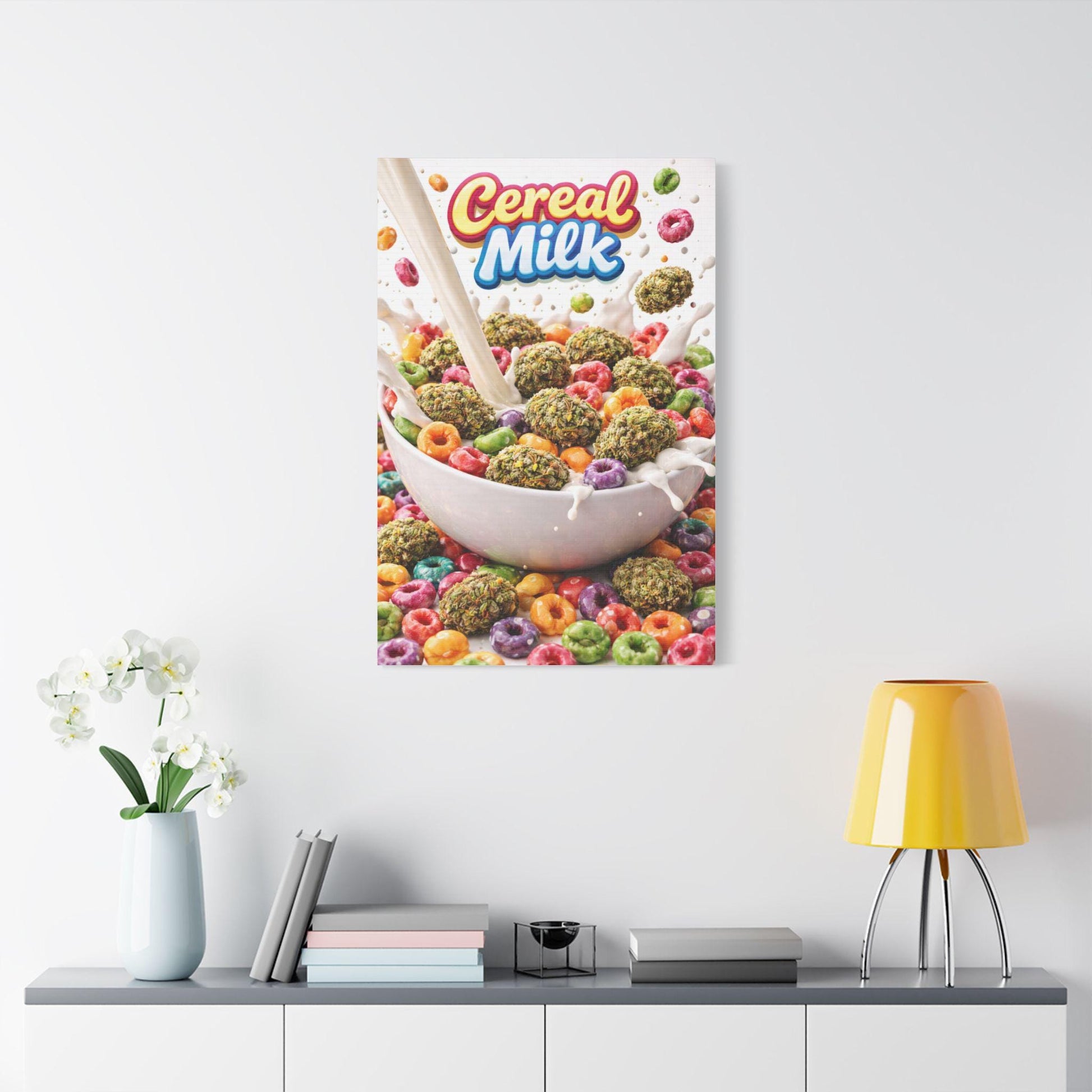 Cereal Milk Cannabis Wall Art Canvas | Candy Strain Artwork | Colourful Weed Decor | Pop Art Stoner Canvas | Modern Cannabis Print