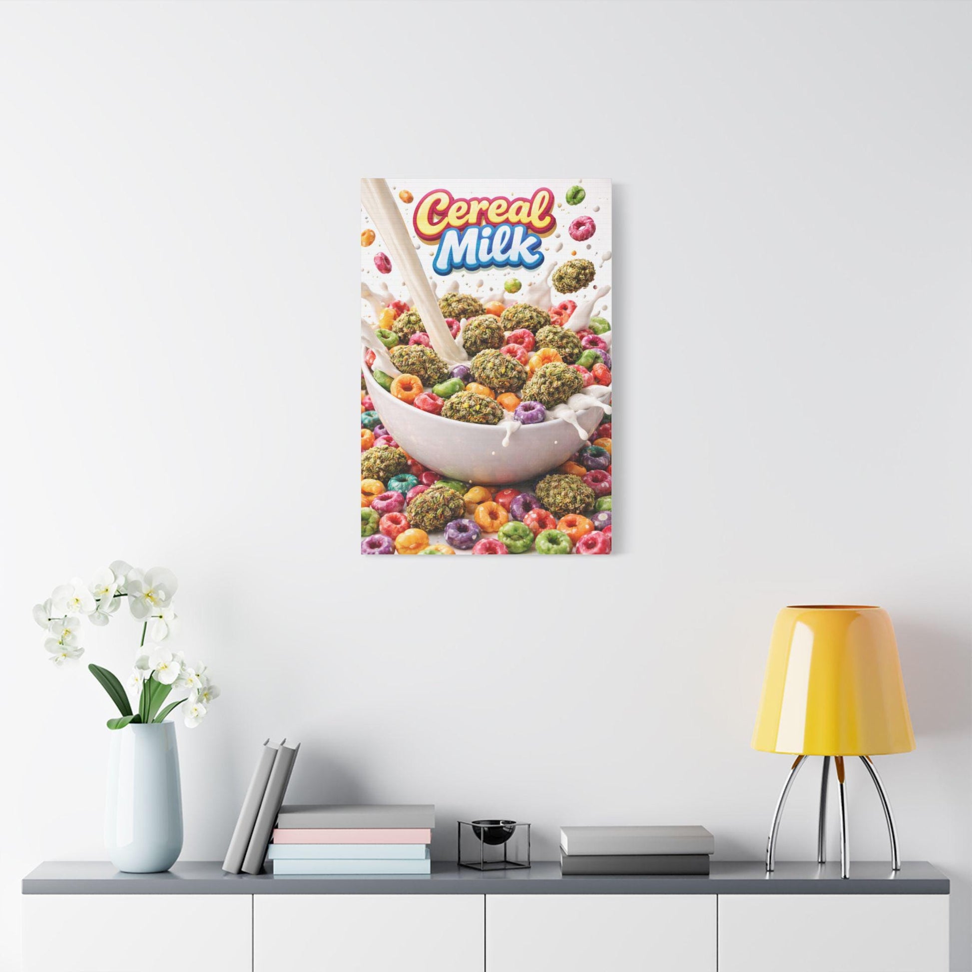 Cereal Milk Cannabis Wall Art Canvas | Candy Strain Artwork | Colourful Weed Decor | Pop Art Stoner Canvas | Modern Cannabis Print
