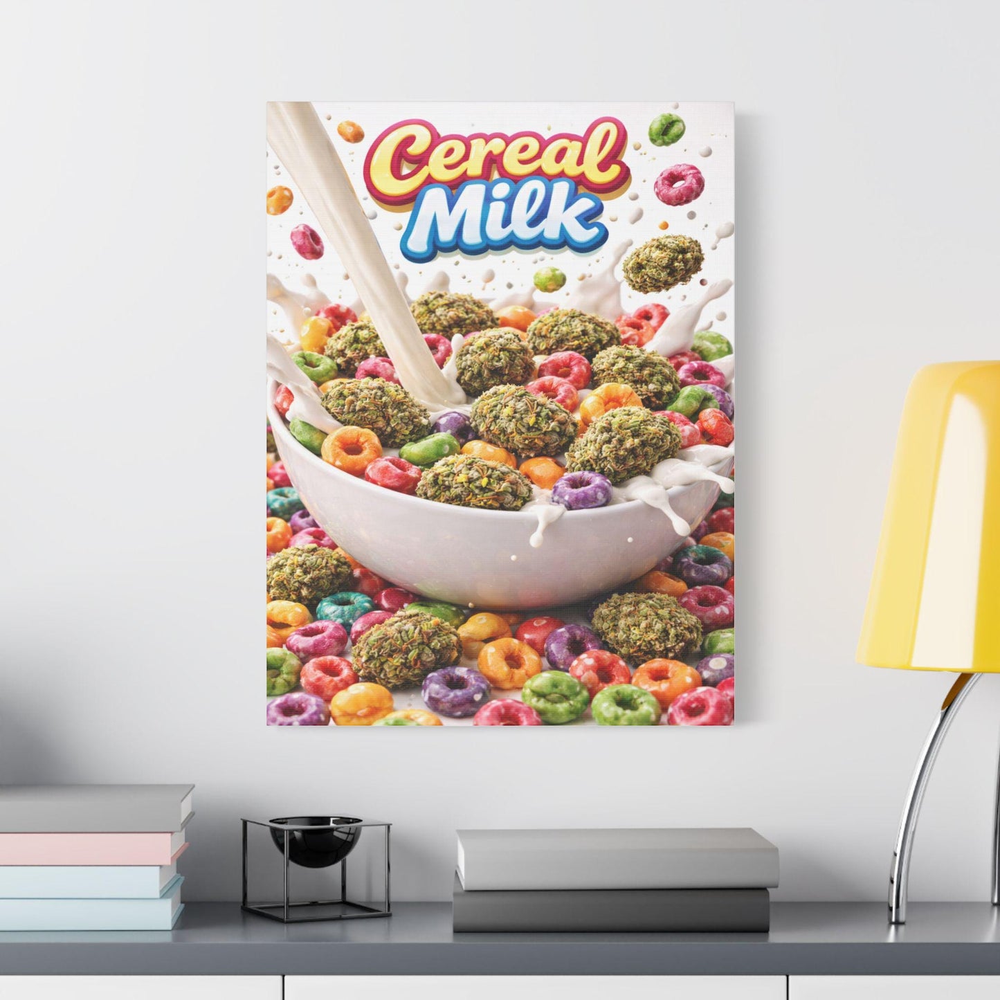Cereal Milk Cannabis Wall Art Canvas | Candy Strain Artwork | Colourful Weed Decor | Pop Art Stoner Canvas | Modern Cannabis Print