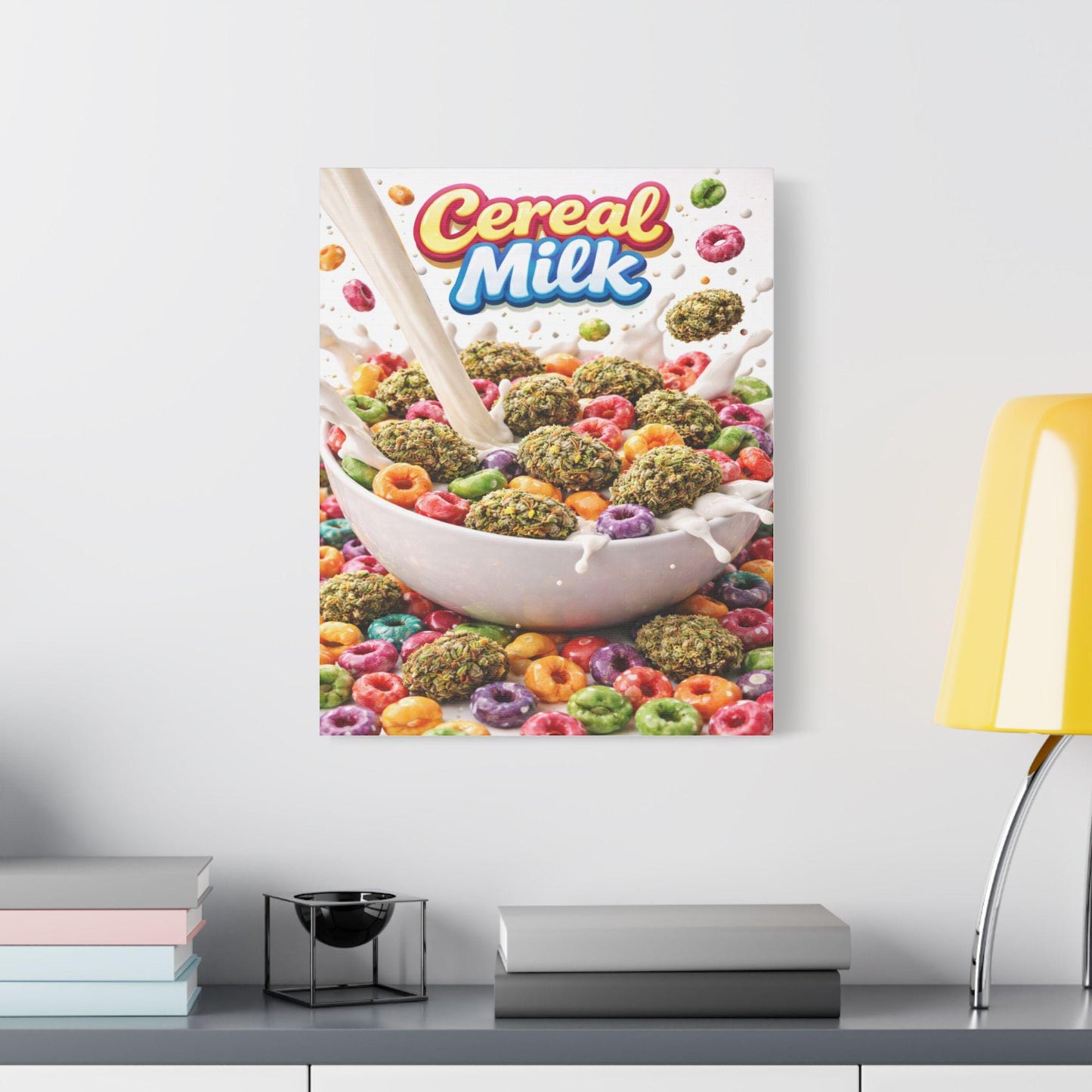Cereal Milk Cannabis Wall Art Canvas | Candy Strain Artwork | Colourful Weed Decor | Pop Art Stoner Canvas | Modern Cannabis Print