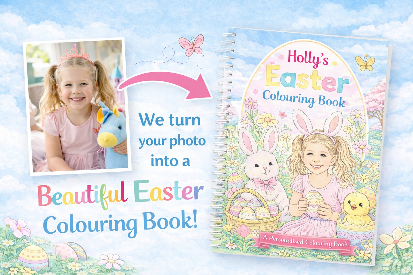 Personalised Easter Colouring Book for Kids | Custom Photo Activity Book