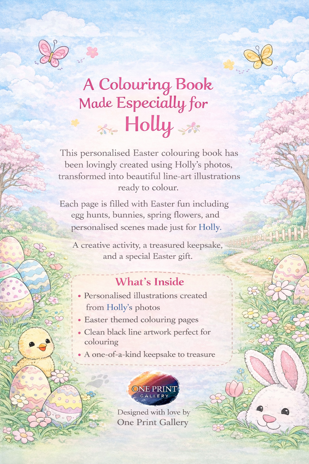 Personalised Easter Colouring Book for Kids | Custom Photo Activity Book
