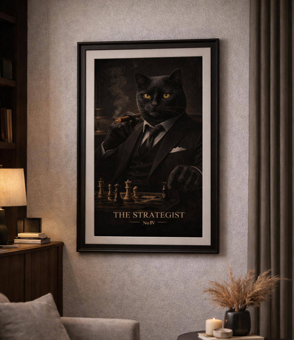 Noir Cat Collection Art Print | The Strategist | The Obsidian Society