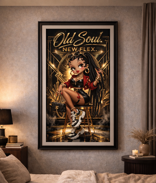 Betty Boop Old Soul New Flex Canvas Art, Art Deco Glam Gold Wall Decor