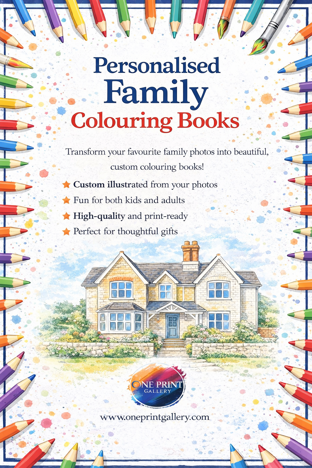 Personalised Photo Colouring Book | Custom Family Activity Book (A5)