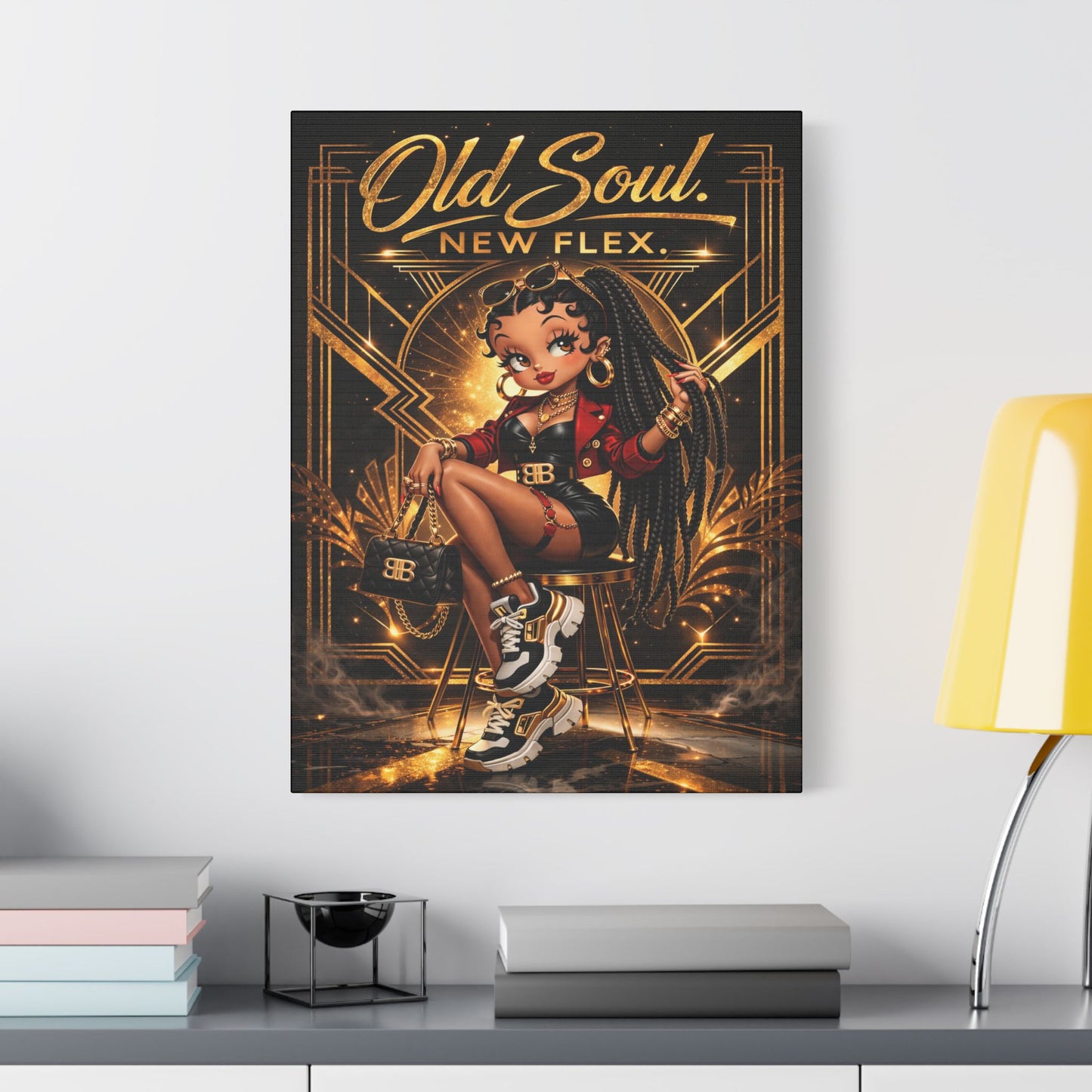 Betty Boop Old Soul New Flex Canvas Art, Art Deco Glam Gold Wall Decor