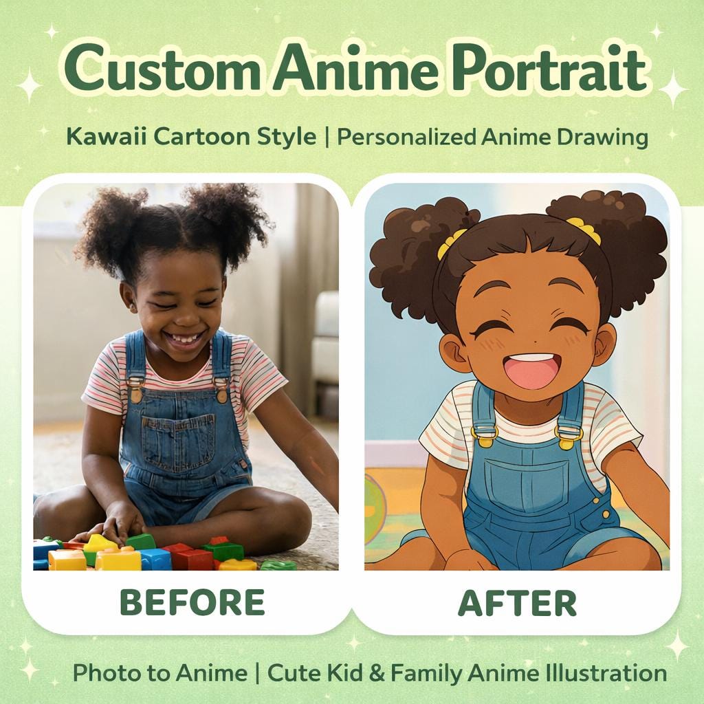 Custom Anime Portrait | Kawaii Style Digital Illustration