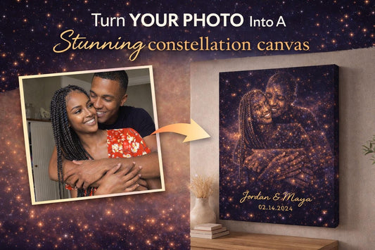 Custom Constellation Canvas Print – Personalized Star Map Couple Art