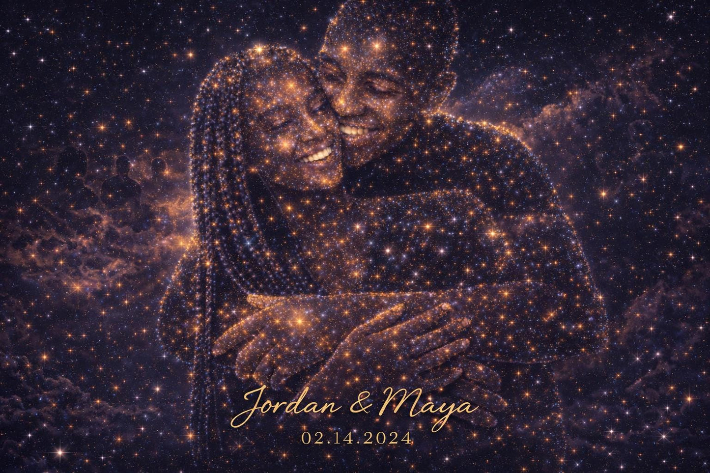 Custom Constellation Canvas Print – Personalized Star Map Couple Art