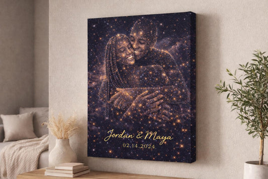 Custom Constellation Canvas Print – Personalized Star Map Couple Art