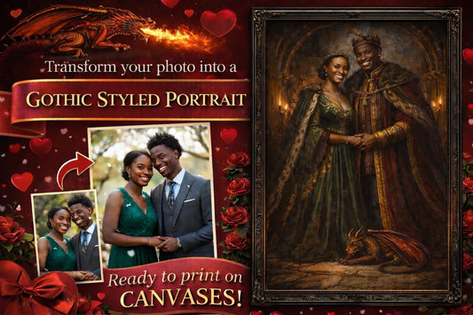 Custom Gothic Portrait Canvas | Dark Fantasy Royal Artwork