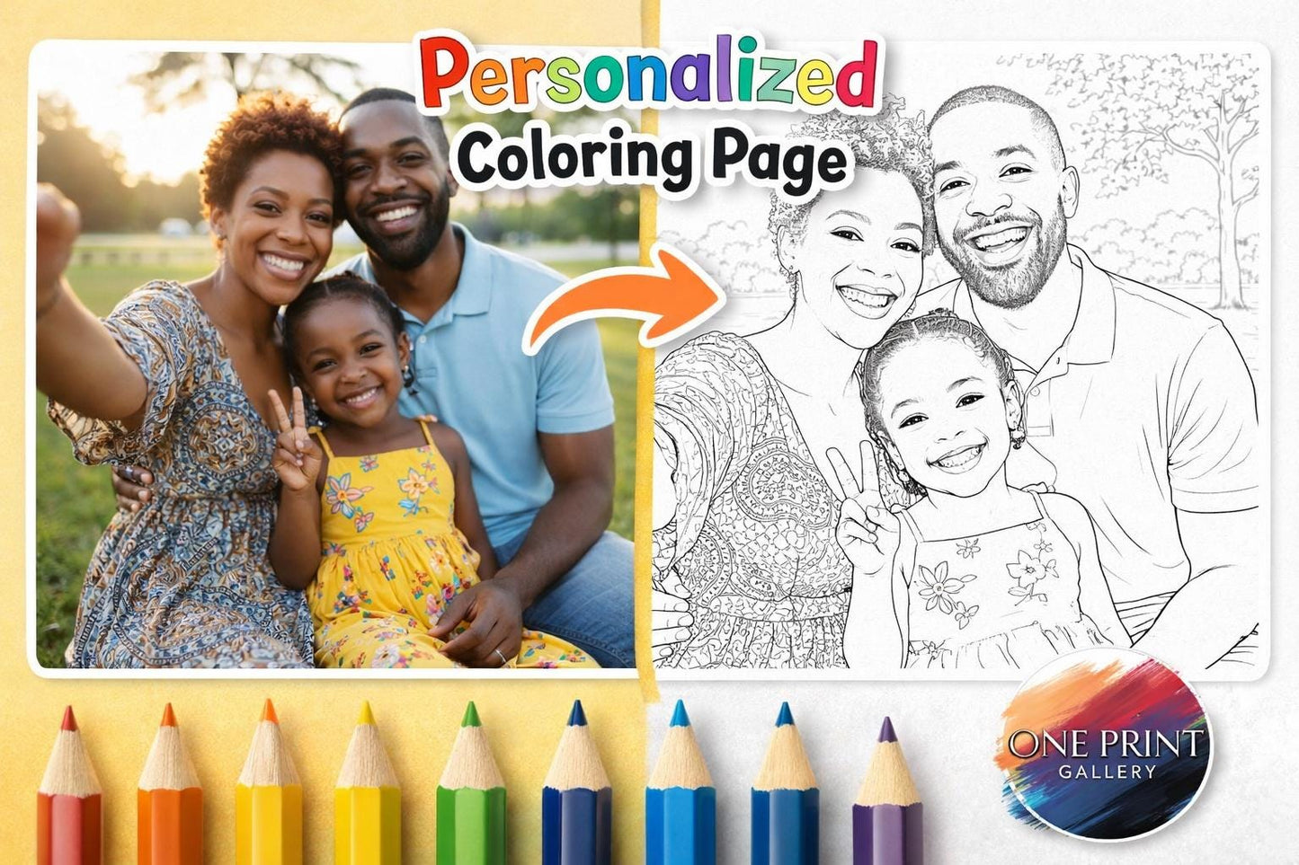 Custom Photo Coloring Page | Personalized Family Keepsake (Digital Download)