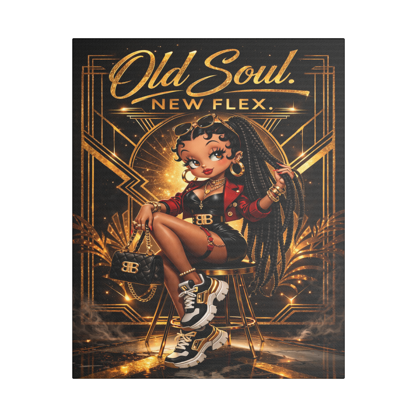 Betty Boop Old Soul New Flex Canvas Art, Art Deco Glam Gold Wall Decor