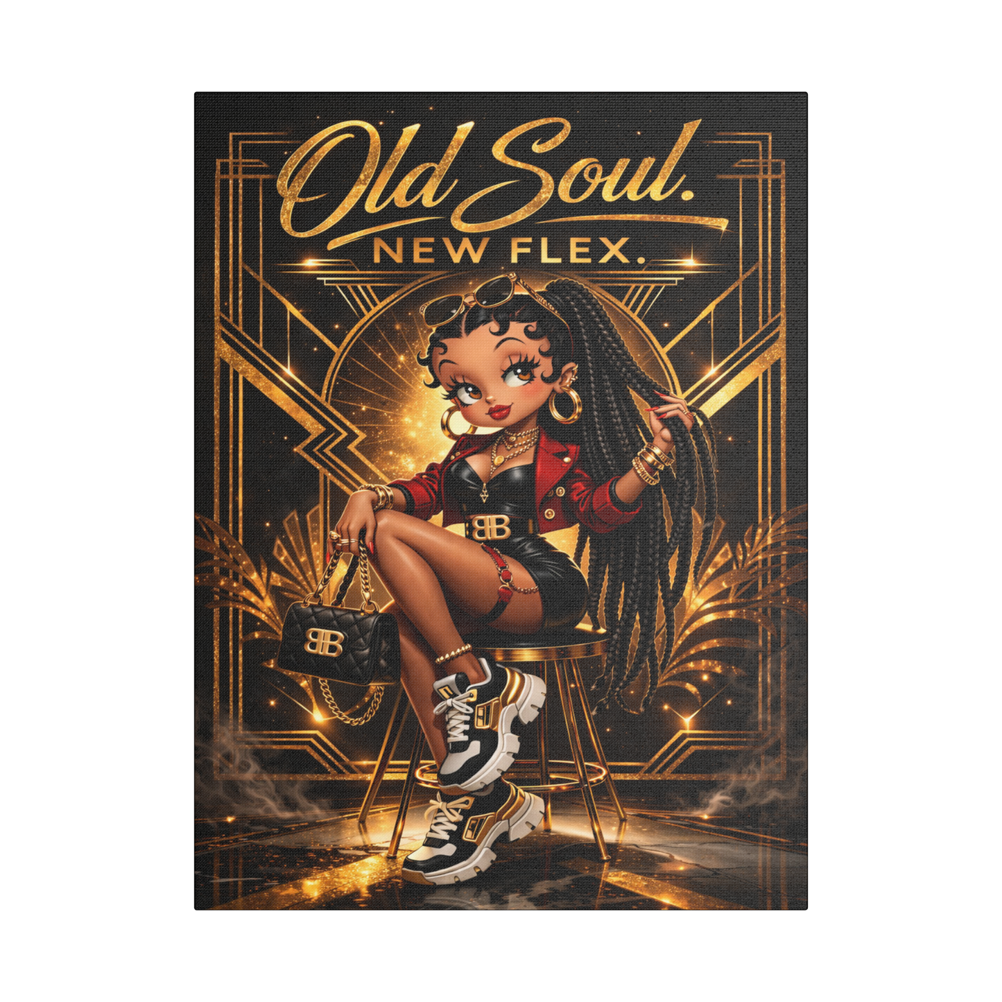 Betty Boop Old Soul New Flex Canvas Art, Art Deco Glam Gold Wall Decor