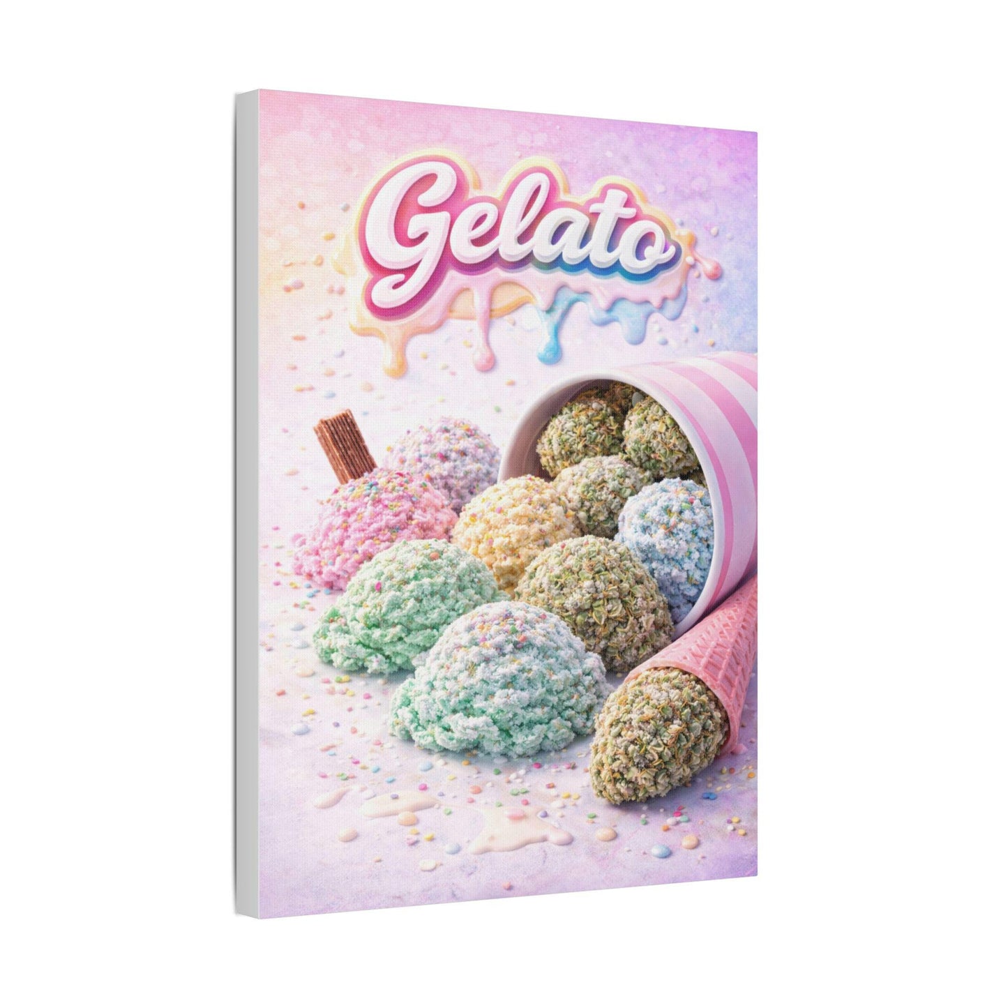 Gelato Cannabis Wall Art Canvas | Ice Cream Strain Art Print | Colourful Weed Canvas | Urban Pop Art Decor | Stoner Gift