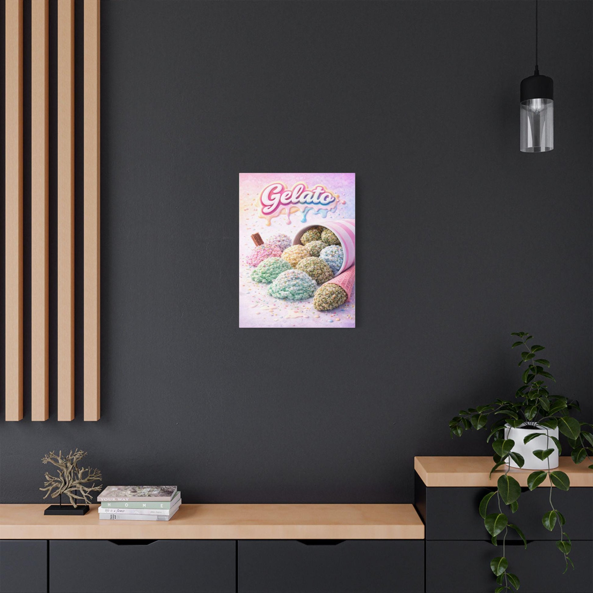 Gelato Cannabis Wall Art Canvas | Ice Cream Strain Art Print | Colourful Weed Canvas | Urban Pop Art Decor | Stoner Gift
