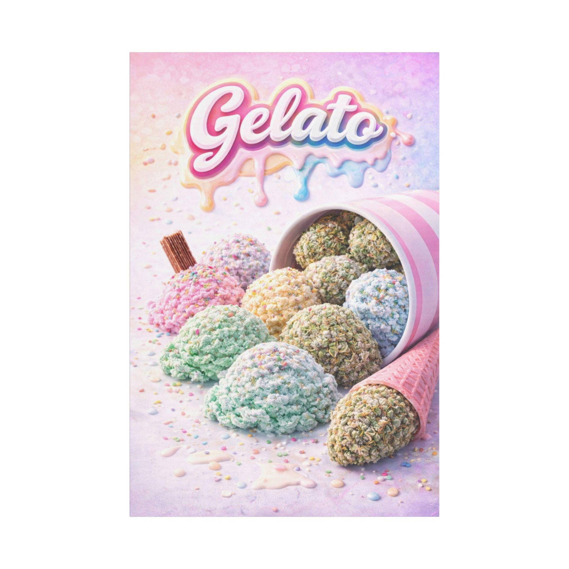 Gelato Cannabis Wall Art Canvas | Ice Cream Strain Art Print | Colourful Weed Canvas | Urban Pop Art Decor | Stoner Gift