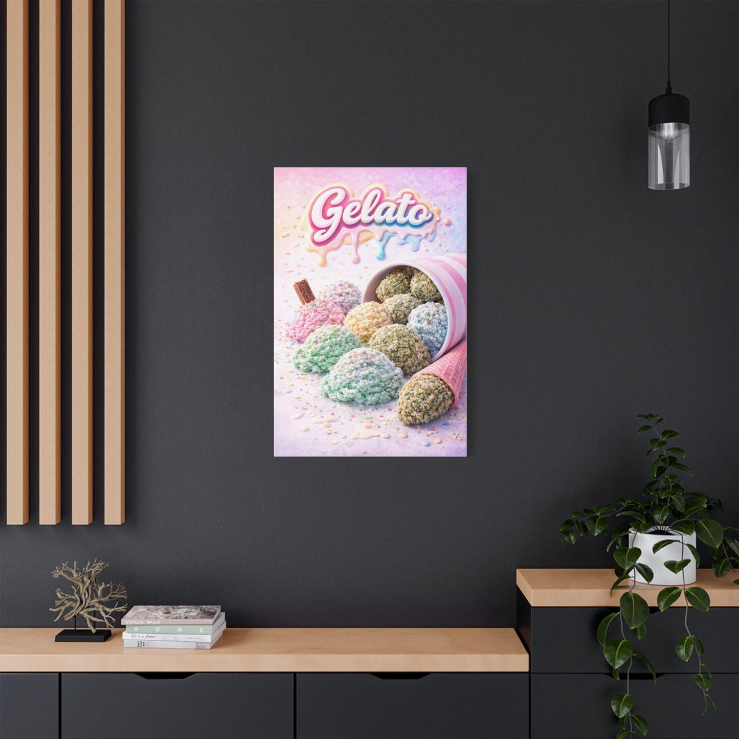 Gelato Cannabis Wall Art Canvas | Ice Cream Strain Art Print | Colourful Weed Canvas | Urban Pop Art Decor | Stoner Gift