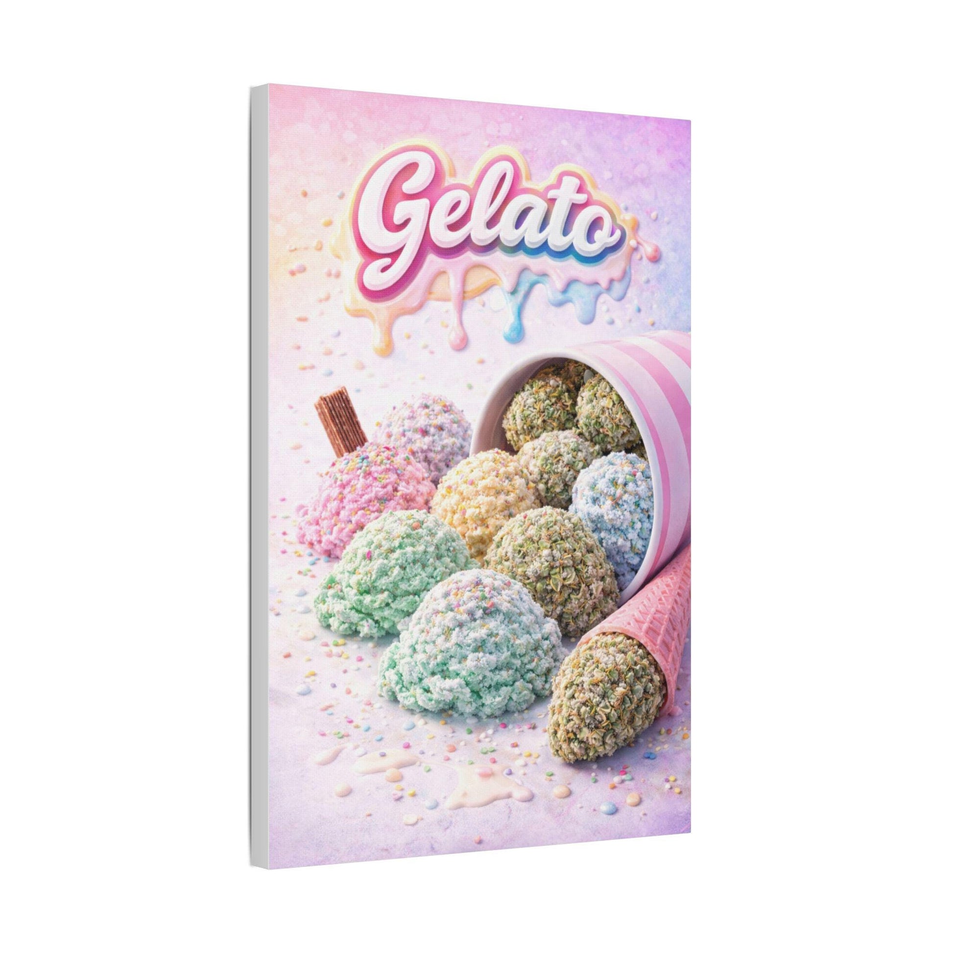 Gelato Cannabis Wall Art Canvas | Ice Cream Strain Art Print | Colourful Weed Canvas | Urban Pop Art Decor | Stoner Gift