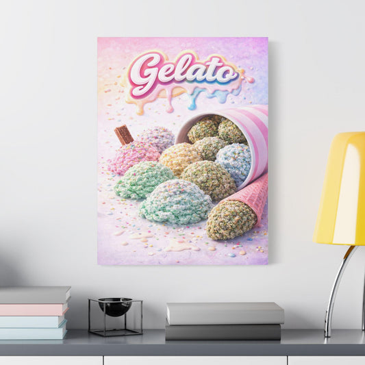 Gelato Cannabis Wall Art Canvas | Ice Cream Strain Art Print | Colourful Weed Canvas | Urban Pop Art Decor | Stoner Gift