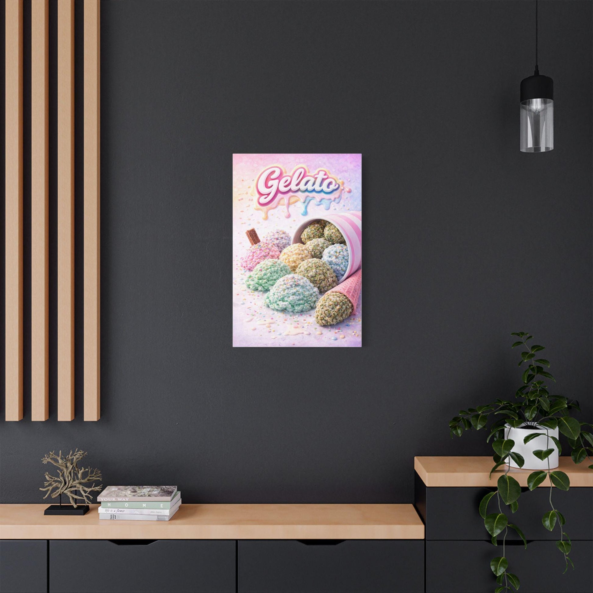 Gelato Cannabis Wall Art Canvas | Ice Cream Strain Art Print | Colourful Weed Canvas | Urban Pop Art Decor | Stoner Gift