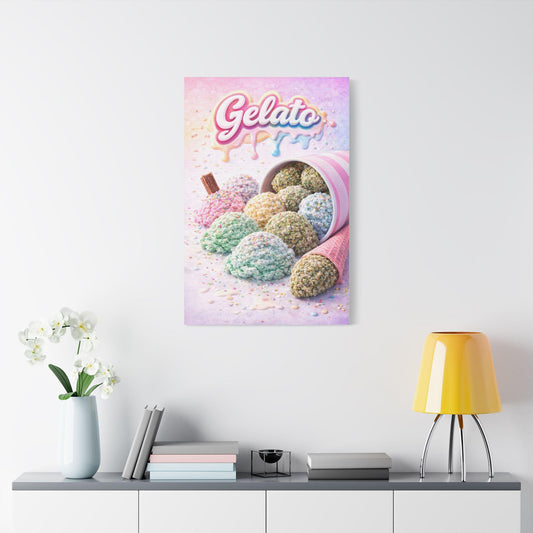 Gelato Cannabis Wall Art Canvas | Ice Cream Strain Art Print | Colourful Weed Canvas | Urban Pop Art Decor | Stoner Gift