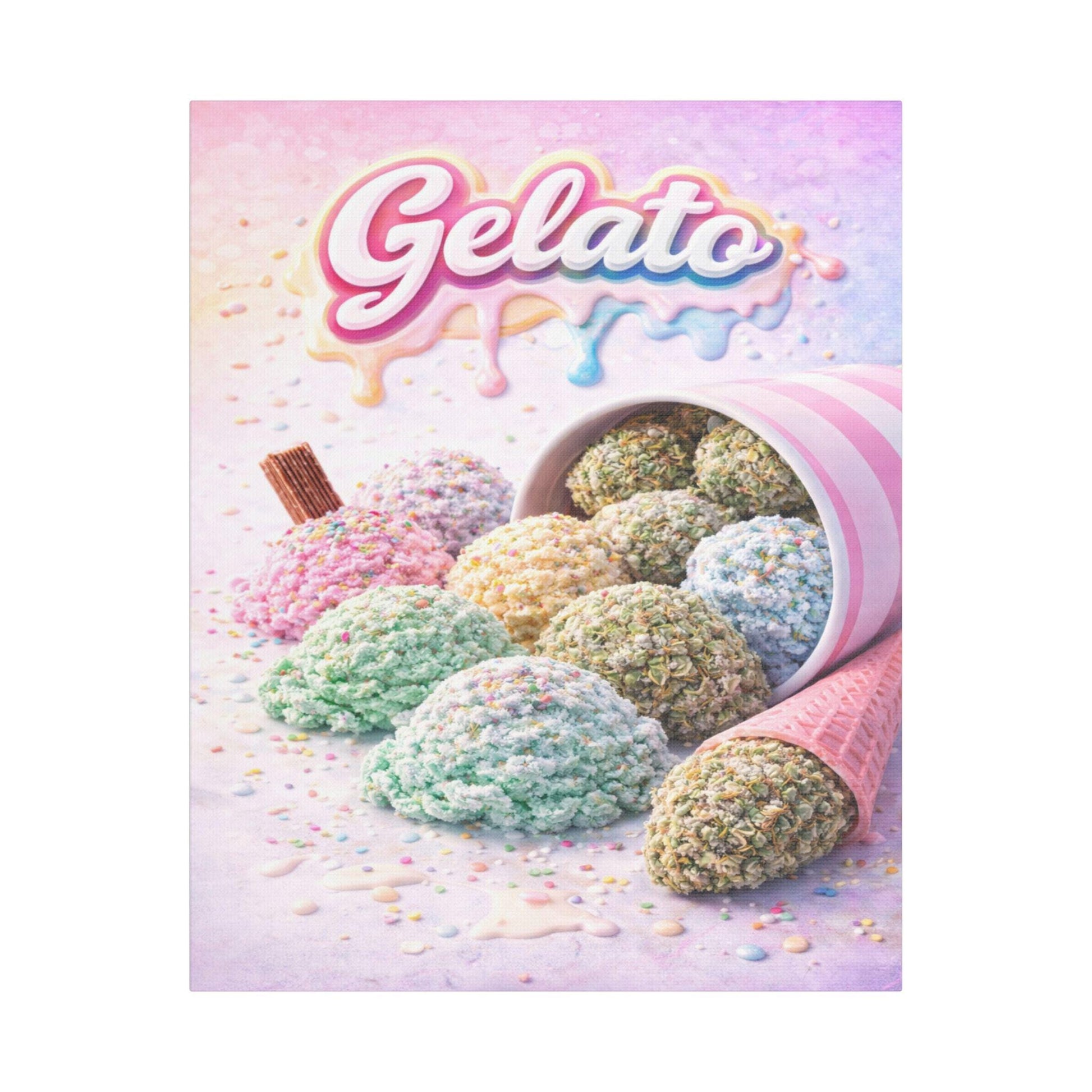 Gelato Cannabis Wall Art Canvas | Ice Cream Strain Art Print | Colourful Weed Canvas | Urban Pop Art Decor | Stoner Gift