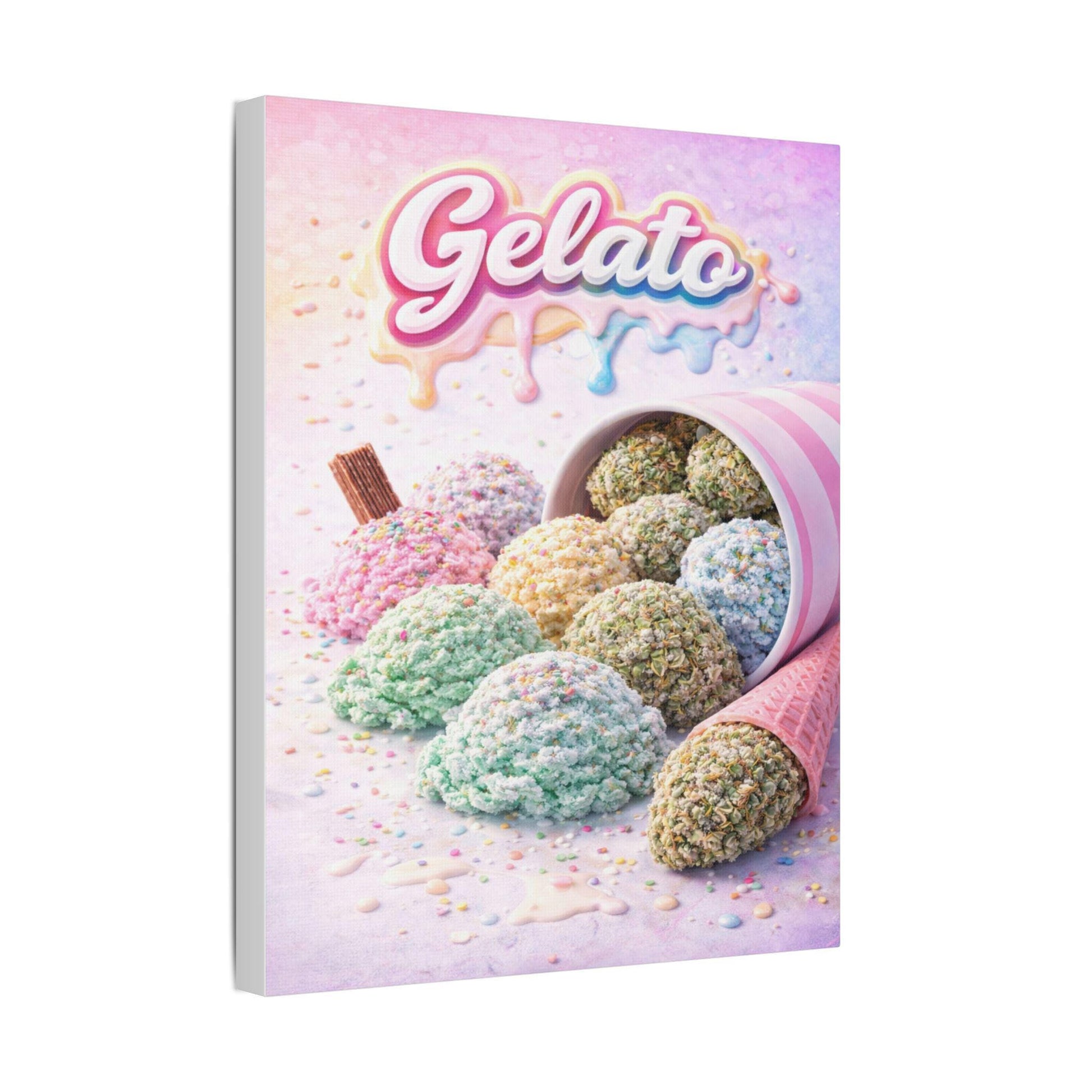 Gelato Cannabis Wall Art Canvas | Ice Cream Strain Art Print | Colourful Weed Canvas | Urban Pop Art Decor | Stoner Gift