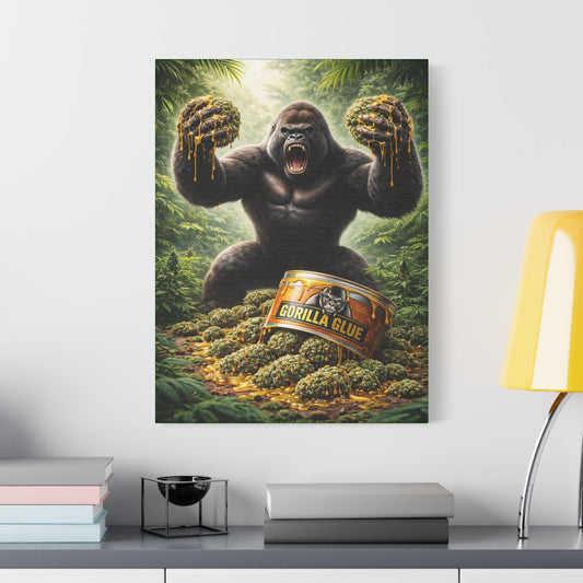 Gorilla Glue Cannabis Wall Art Canvas | Jungle Gorilla Weed Artwork | Bold Stoner Decor | Cannabis Canvas Print | Modern Pop Art