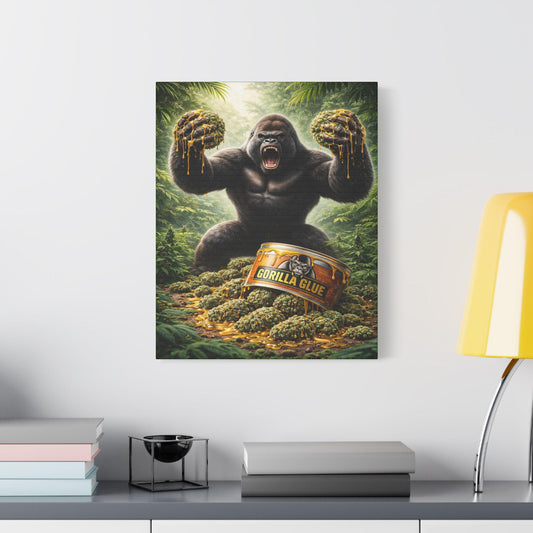 Gorilla Glue Cannabis Wall Art Canvas | Jungle Gorilla Weed Artwork | Bold Stoner Decor | Cannabis Canvas Print | Modern Pop Art