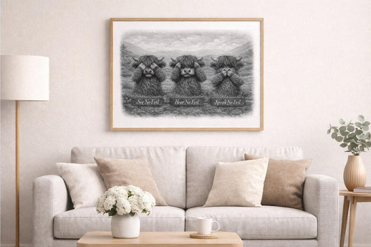 Highland Cow Art Print | Funny Farmhouse Decor