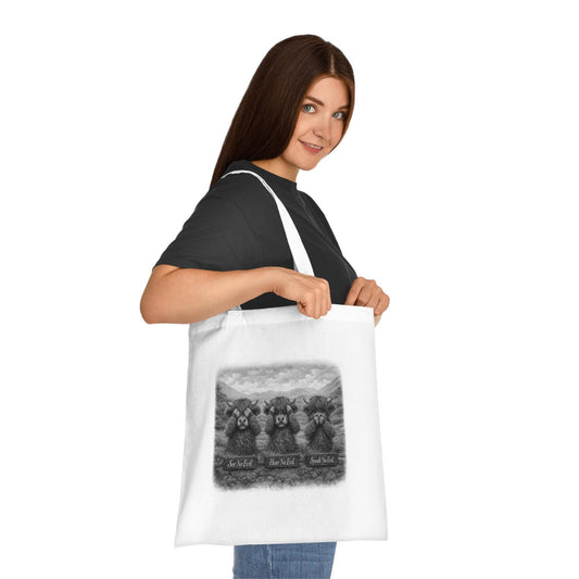 Highland Cow Boutique Canvas Tote Bag | See No Evil Farmhouse Gift