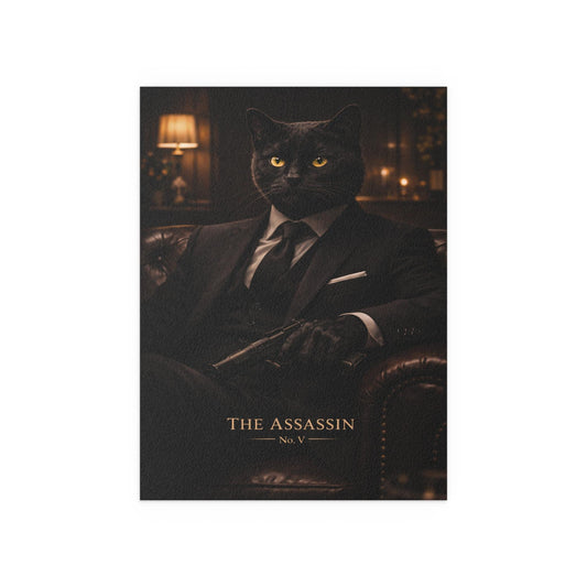 Noir Assassin Cat Art Print | Dark Gentleman, Mafia