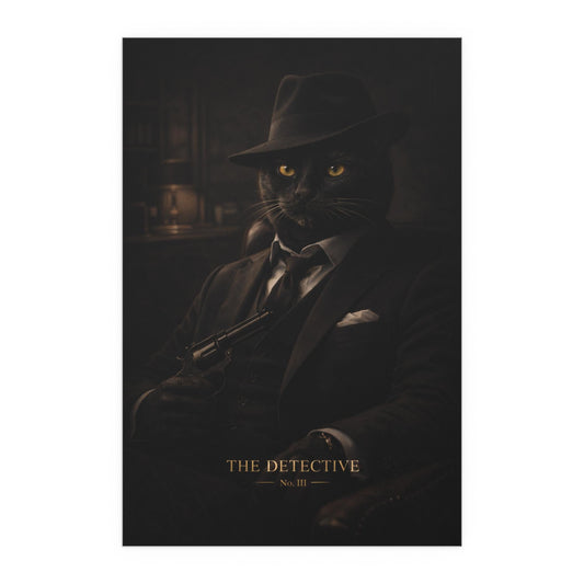 Noir Detective Cat Art Print | Vintage Style Office Decor