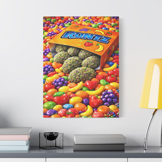 Runtz Cali Cannabis Wall Art Canvas | Candy Strain Art Print | Colourful Weed Canvas | Urban Pop Art Decor | Stoner Gift