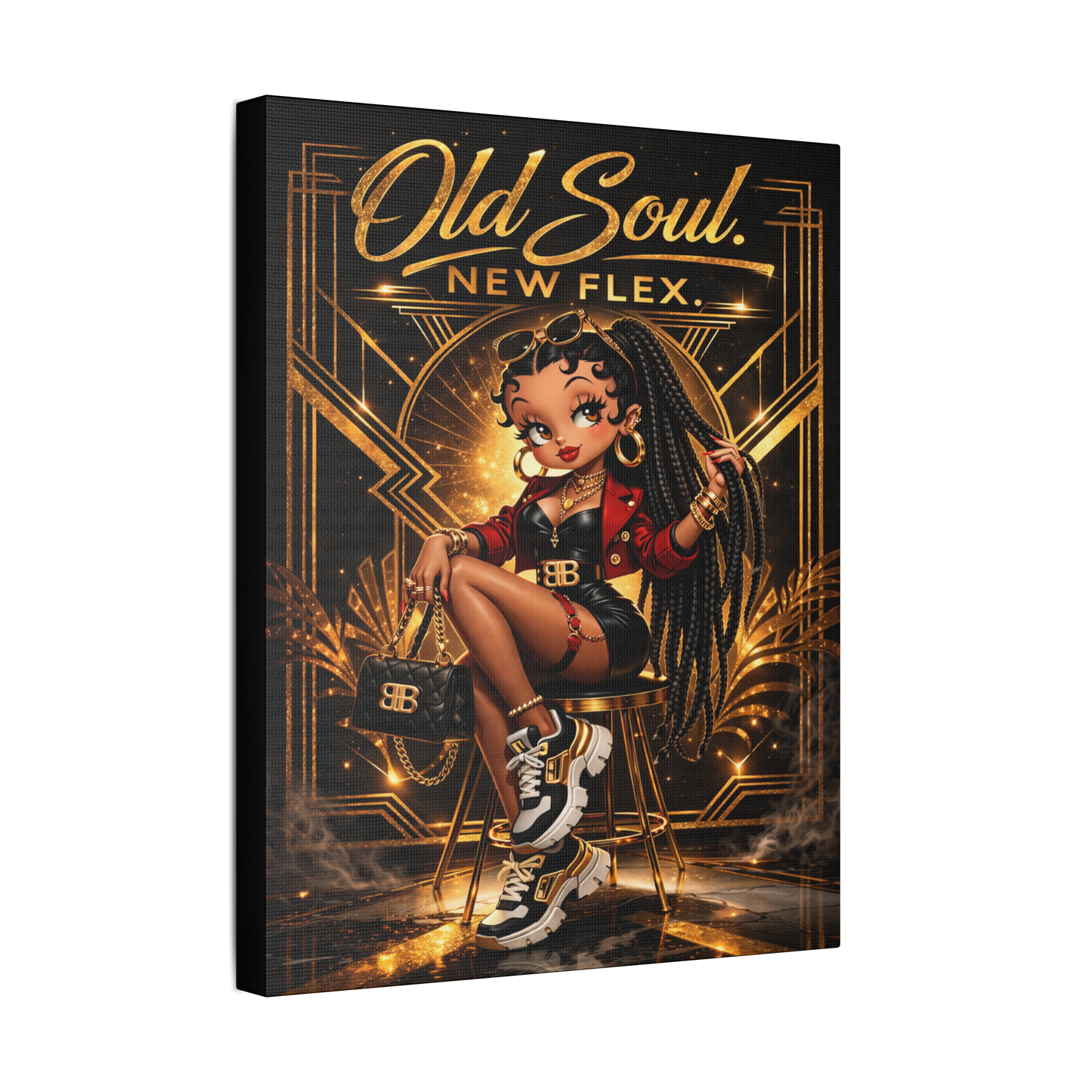 Betty Boop Old Soul New Flex Canvas Art, Art Deco Glam Gold Wall Decor