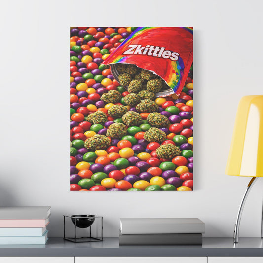 Zkittles Cannabis Wall Art Canvas | Candy Strain Artwork | Colorful Weed Decor | Pop Art Stoner Canvas | Modern Cannabis Print